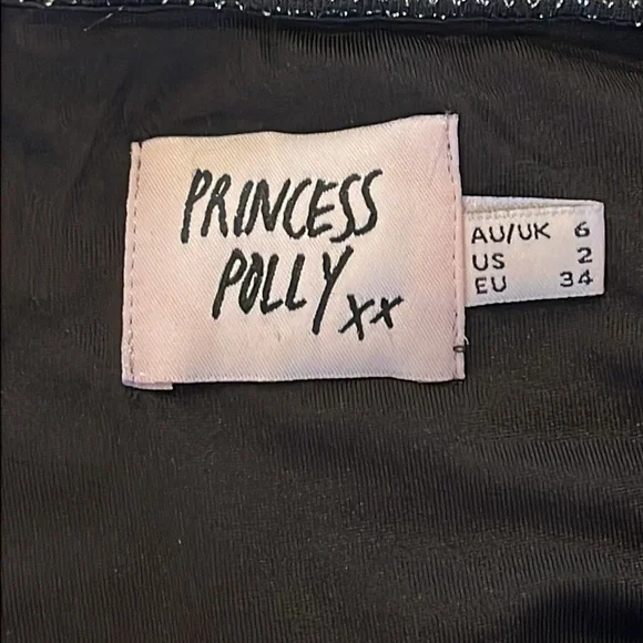 NWOT Princess Polly little blackk dress size 2. Stretch metallic & black fabric - Picture 4 of 4